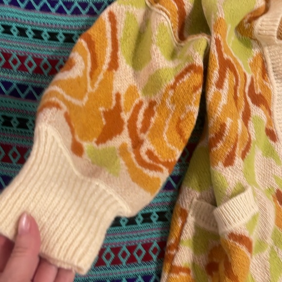 ✨BNWT🌸 Free People BL🌸🌸M Cardigan orange lime combo SOLD OUT! XS OVERSIZED - Picture 5 of 11